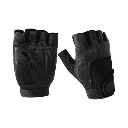 Sheepskin fitness weightlifting half-finger gloves